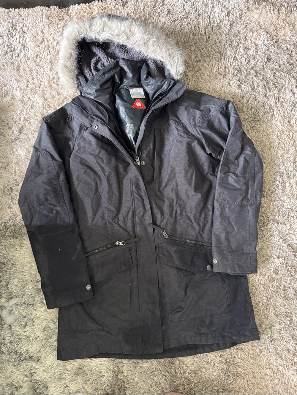 Columbia Black Hooded Omniheat Coat